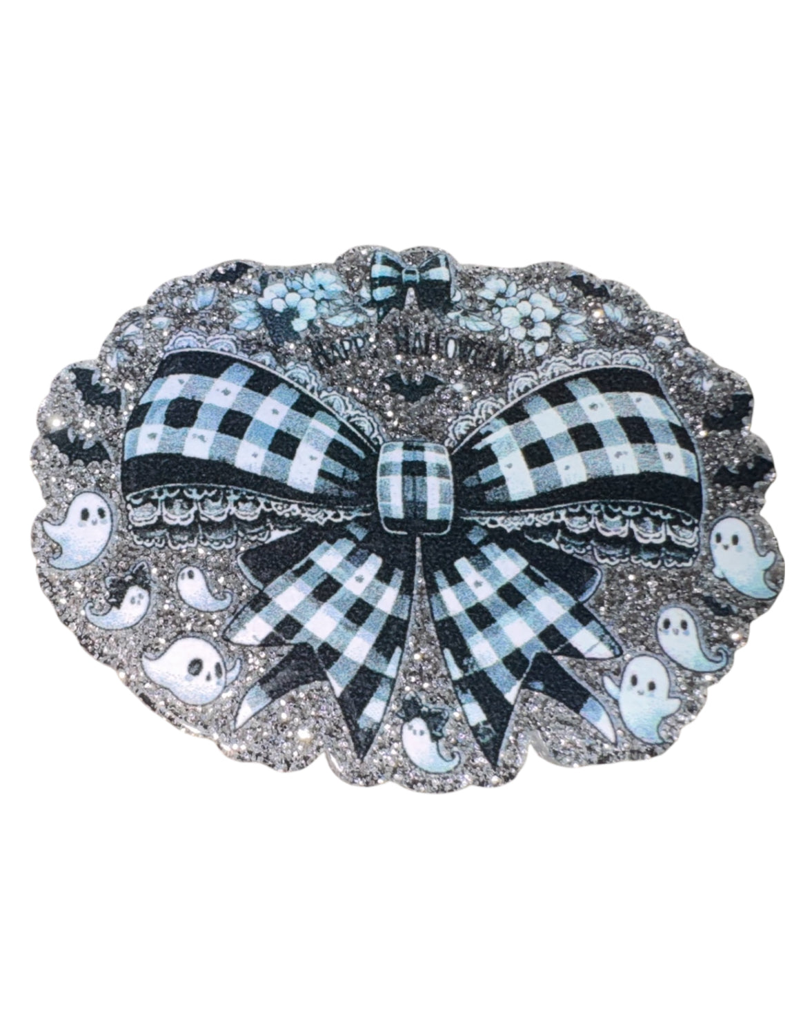 Happy Halloween Ghost Bow Acrylic Flatback