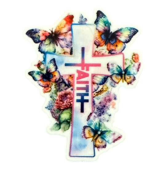 Faith Butterfly Cross Acrylic Flatback