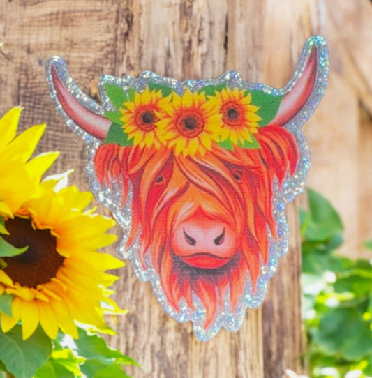 Sunflower Cow Acrylic Flatback