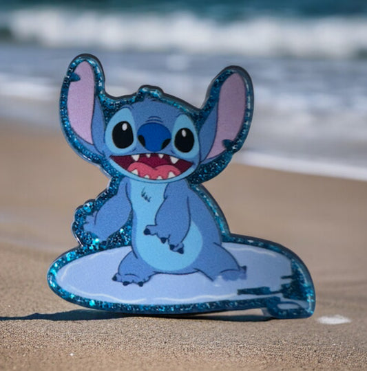 Blue Alien Surfboard Acrylic Flatback