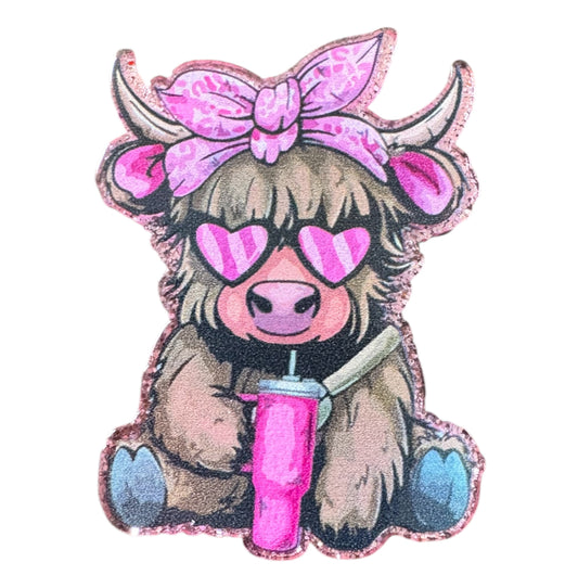Pink Bandana Cow Acrylic Flatback