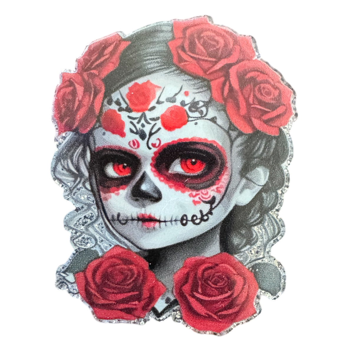 Floral Sugar Skull Acrylic Flatback