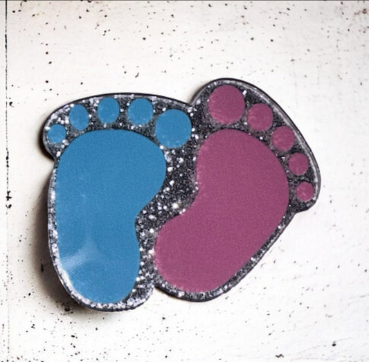 Baby Footprint Pink And Blue Acrylic Flatback