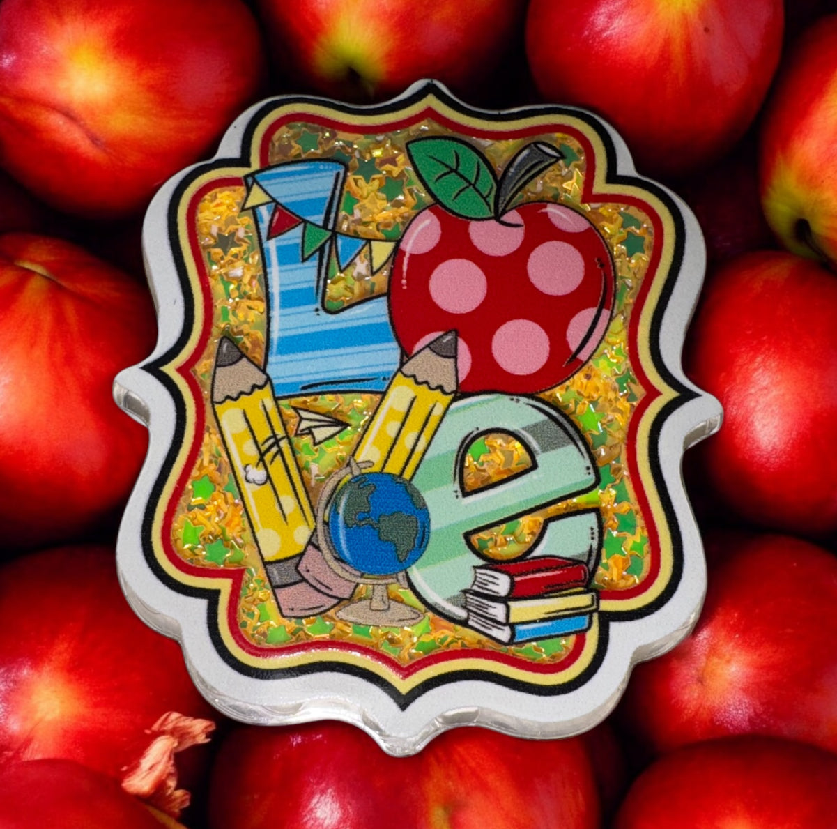 Love Teacher Shaker Acrylic Flatback