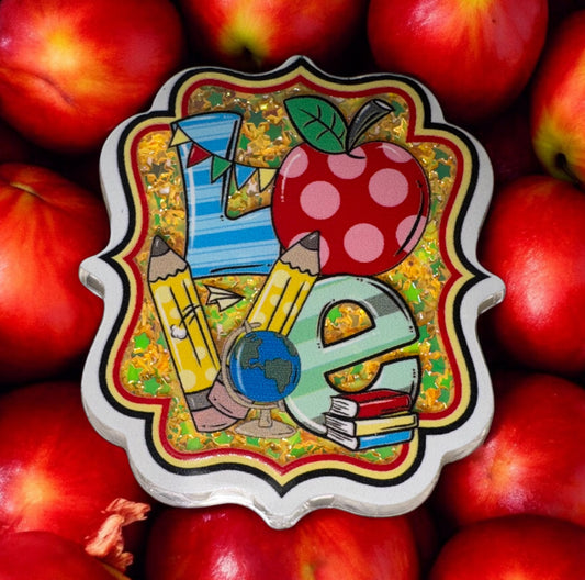 Love Teacher Shaker Acrylic Flatback