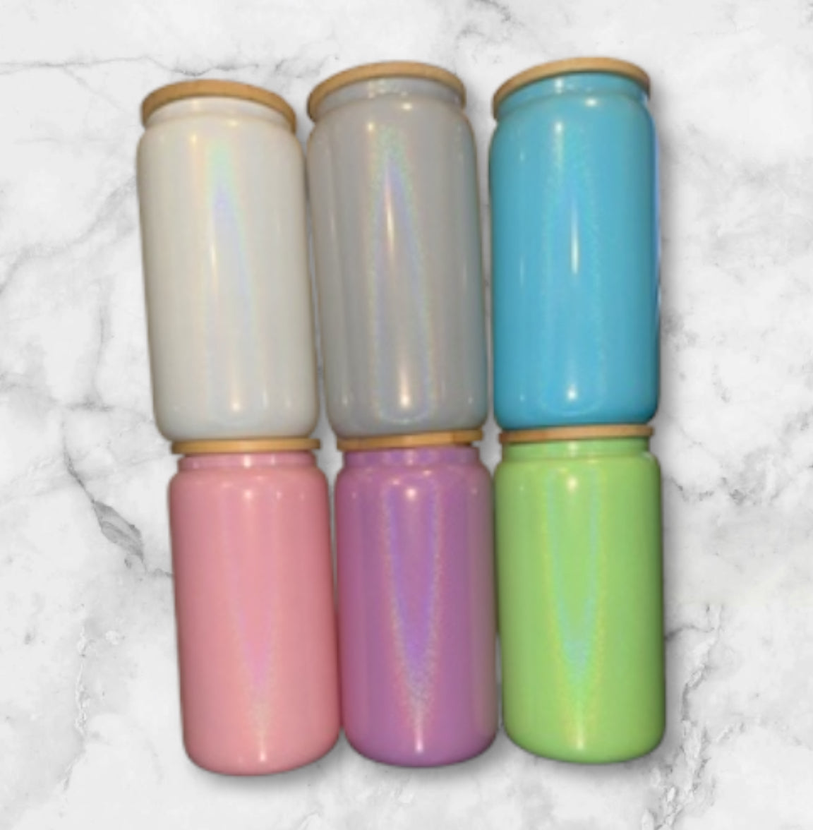 Holographic Glitter Glass Can Cup