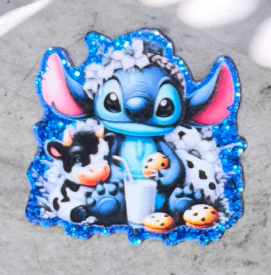 Blue Alien Milk And Cookies Cow Acrylic Flatback