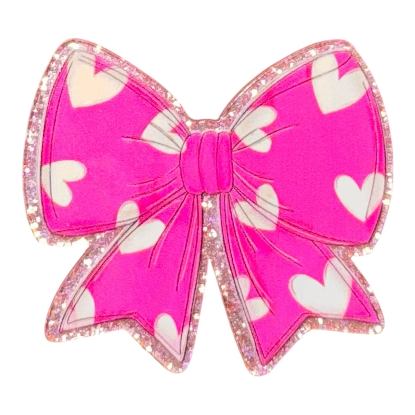 Hot Pink Heart Bow Acrylic Flatback