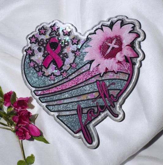 Breast Cancer  Faith Shaker Acrylic Flatback