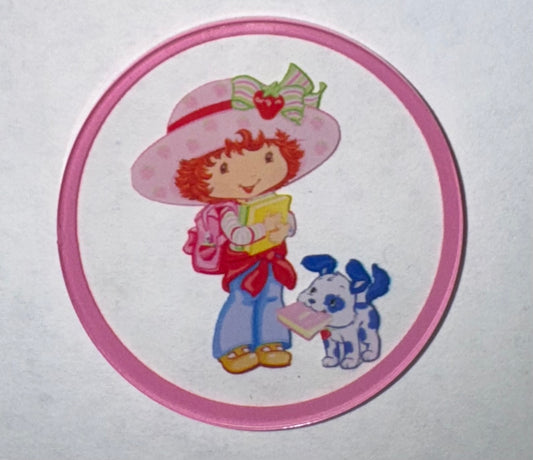 Strawberry Girl With Dog Acrylic Flatback