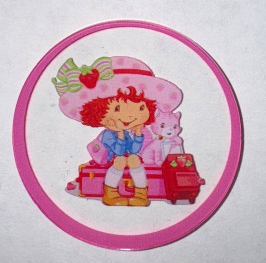 Strawberry Girl With Cat Acrylic Flatback