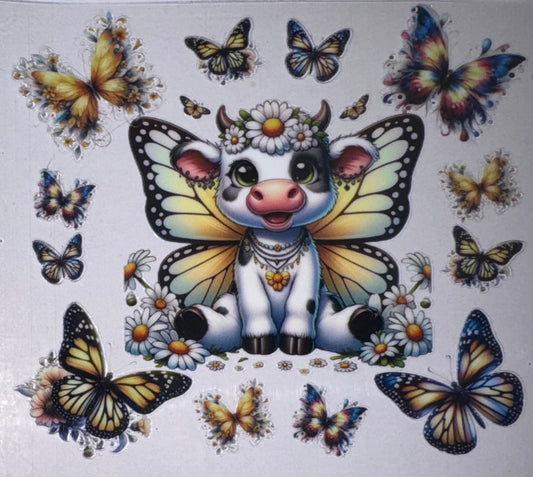 Yellow Butterfly Cow Decal