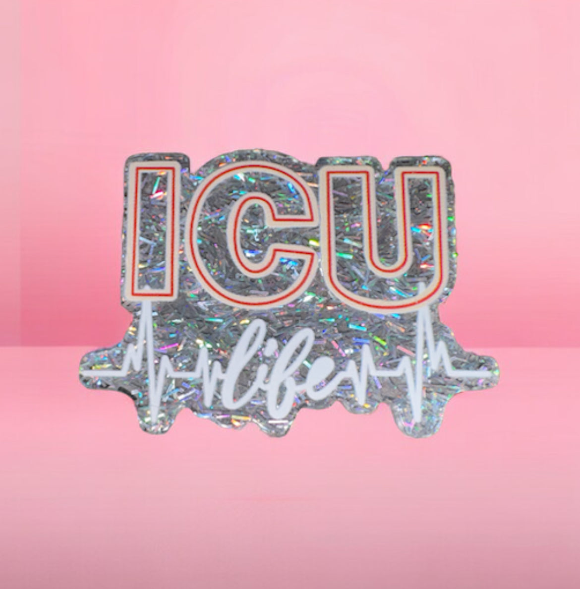 ICU Life Silver Acrylic Flatback