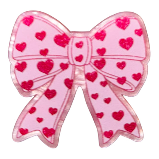 Hearts Bow Acrylic Flatback