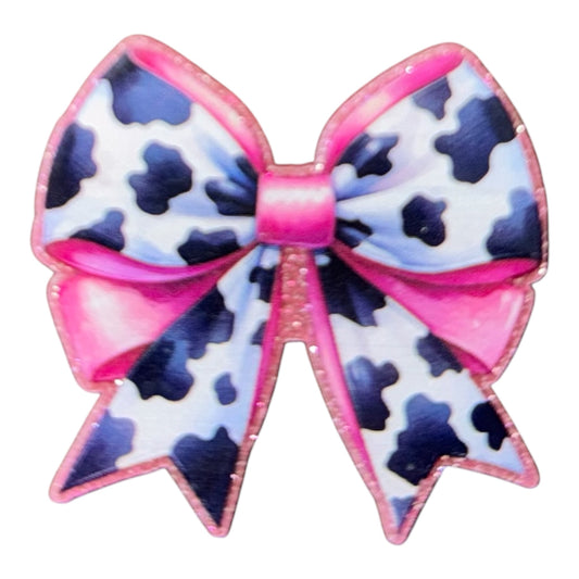 Cow Print Bow Acrylic Flatback