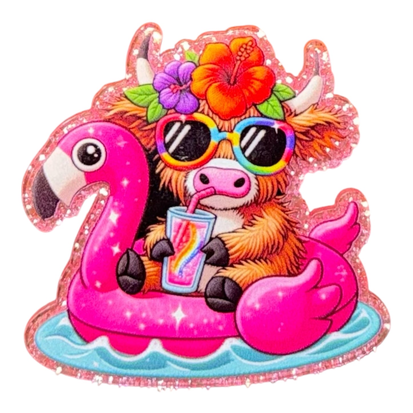 Flamingo  Cow Acrylic Flatback