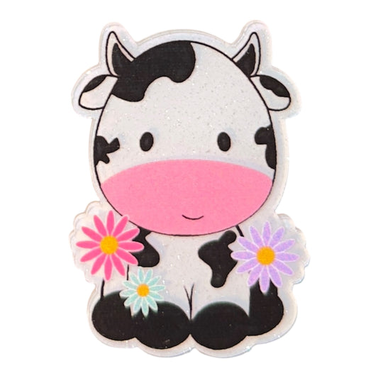 Floral  Cow Acrylic Flatback