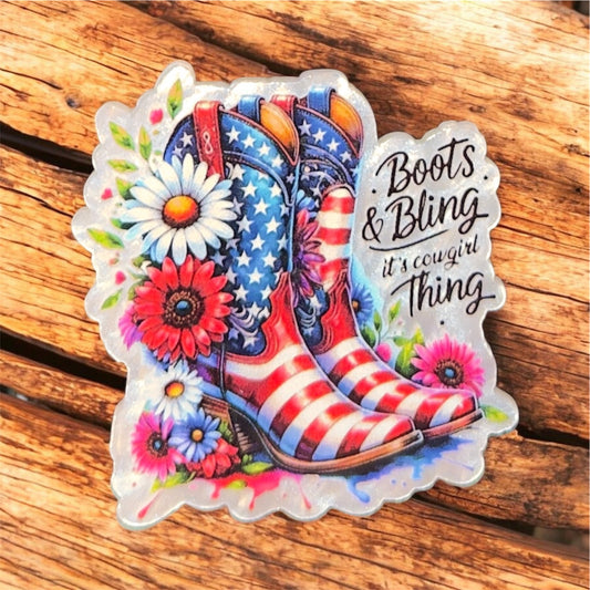 Boots And Bling It’s  A Cowgirl Thing Acrylic Flatback