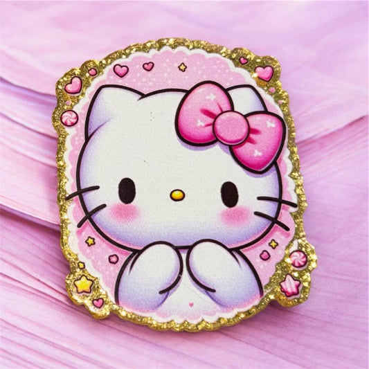 HK Pink Bow and Hearts Acrylic Flatback