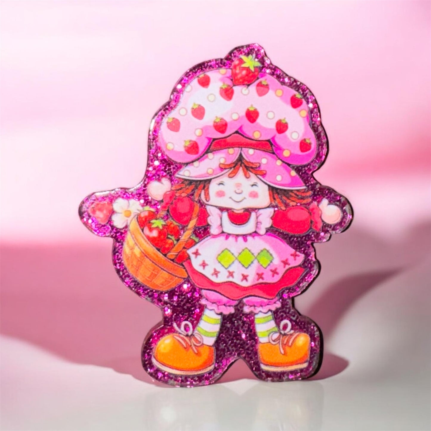 Strawberry Girl Holding Basket Acrylic Flatback