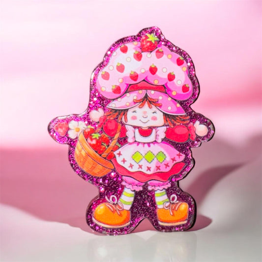 Strawberry Girl Holding Basket Acrylic Flatback