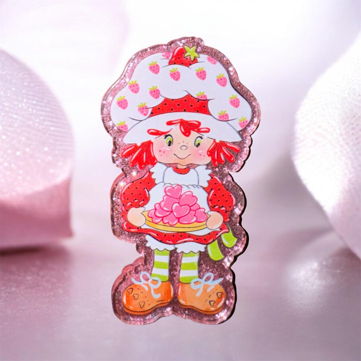 Strawberry Girl Hearts Acrylic Flatback