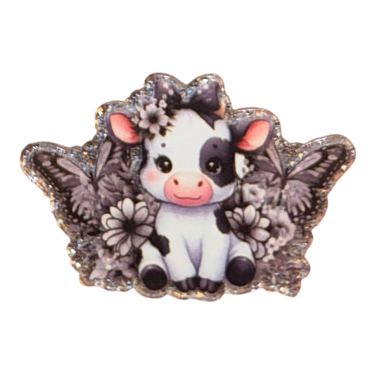 Cow With Butterflies Acrylic Flatback