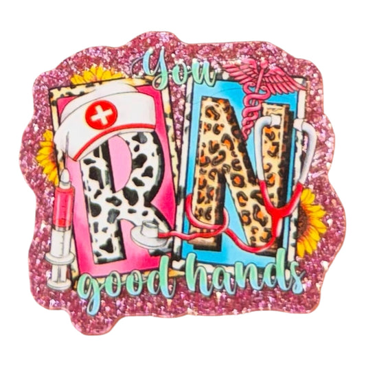 You RN Good Hands Acrylic Flatback
