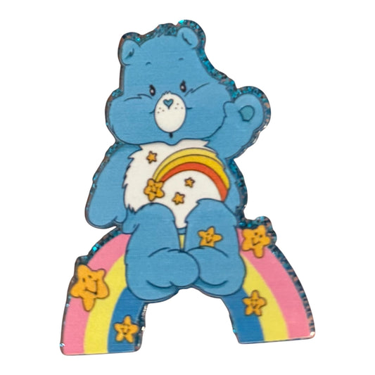 Blue Rainbow Bear Acrylic Flatback