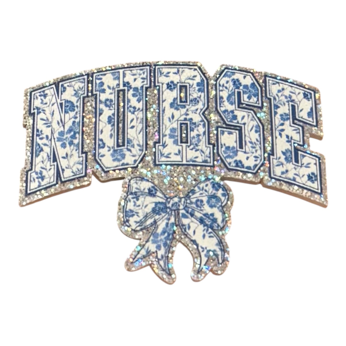 Blue Floral Nurse Acrylic Flatback