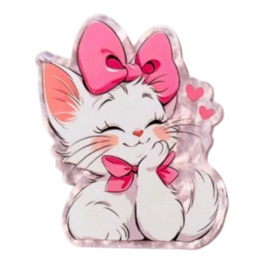 Cat With Pink Bow Acrylic Flatback