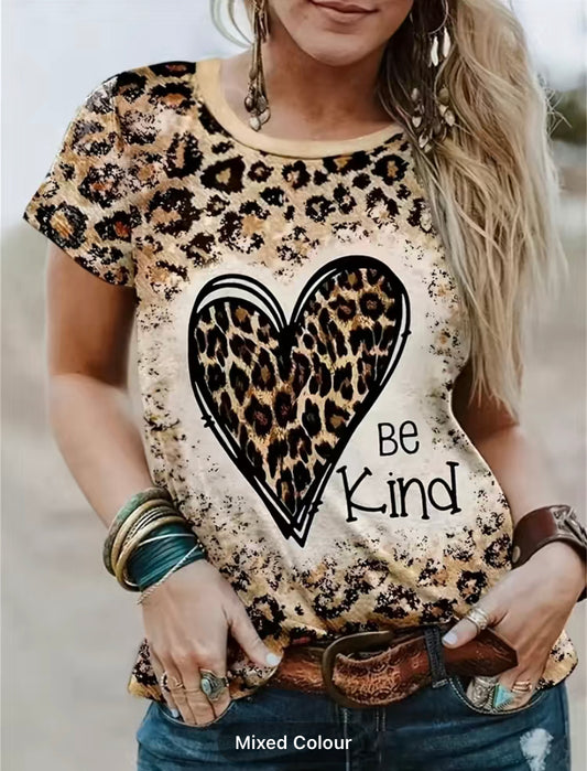 Be Kind Leopard Print TSHIRT