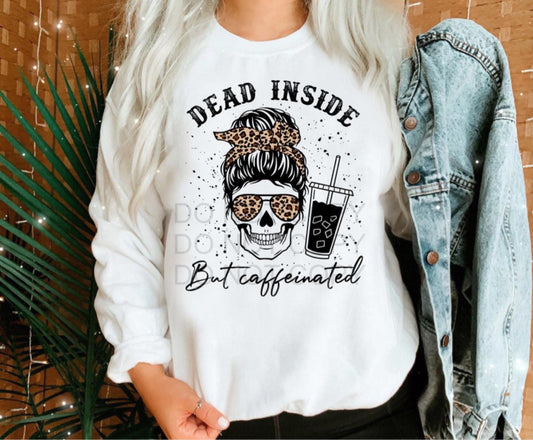 Dead Inside But Caffeinated Leopard T-Shirt