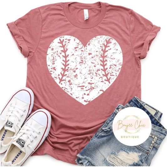 Distressed Baseball/Softball Heart