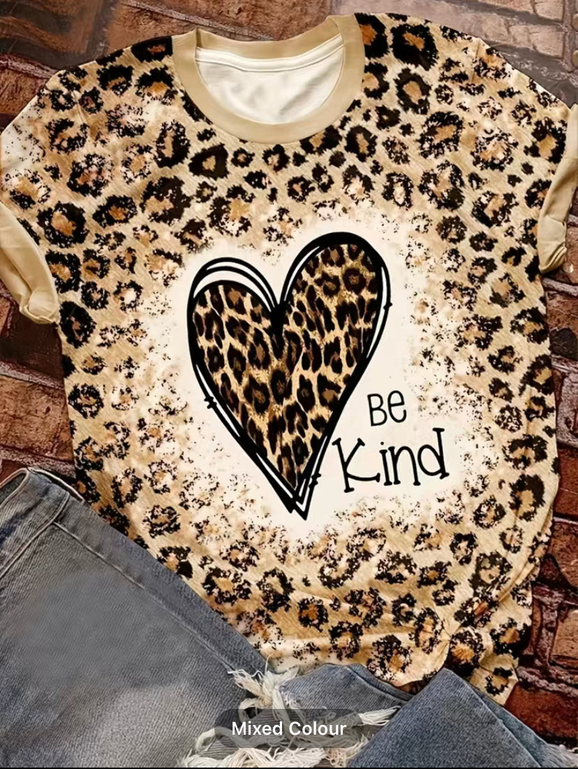 Be Kind Leopard Print TSHIRT