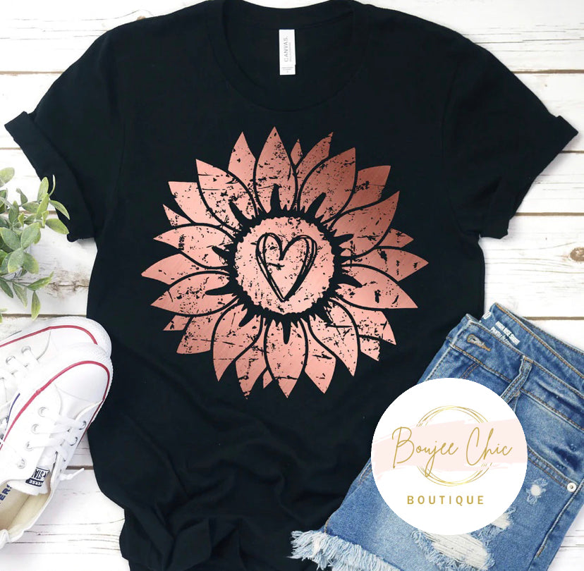 Rose Gold Metallic Sunflower