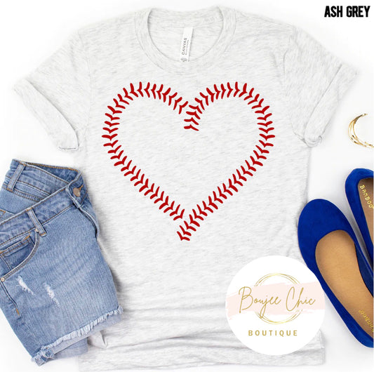 Baseball- Softball Heart Laces T-Shirt